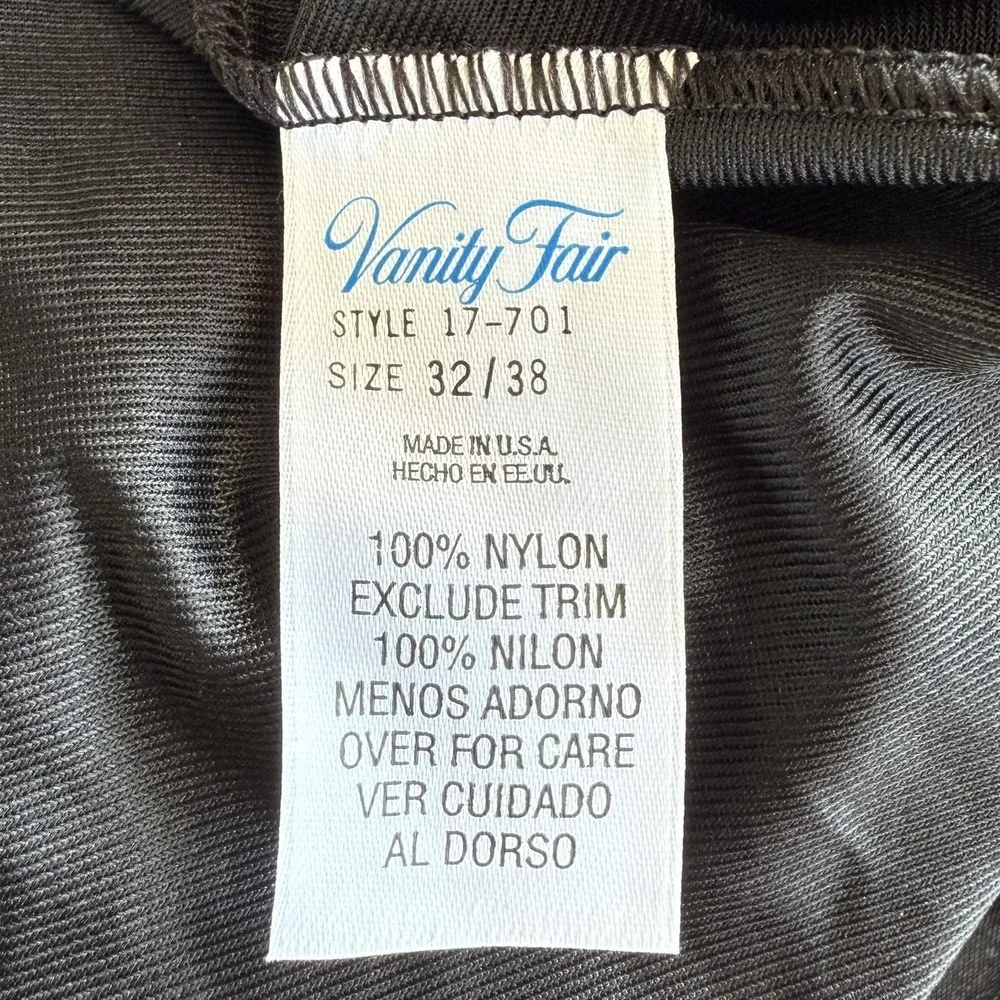 NWT! Vintage Vanity Fair‎ Camisole Cami Slip Top Black Nylon Lace Women Sz S 32